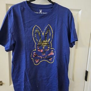 "Psycho Bunny Men's Blue 100% Pima Cotton  Graphic T-Shirt